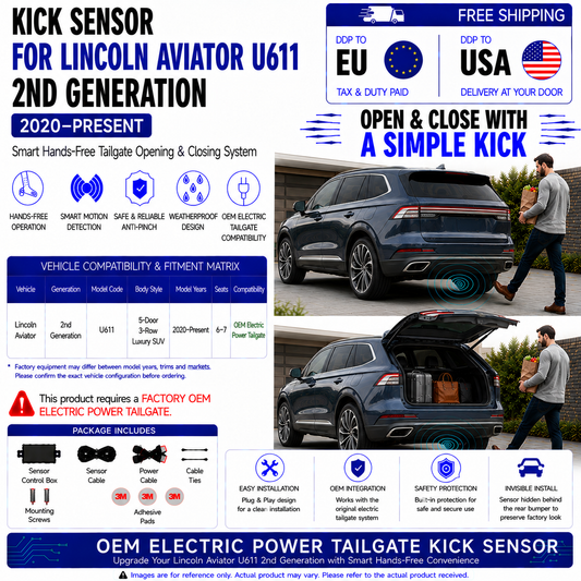For Lincoln Aviator U611 2nd Gen 2020–Present OEM Electric Power Tailgate Smart Hands-Free Kick Sensor – Foot-Activated Tailgate Opening & Closing System