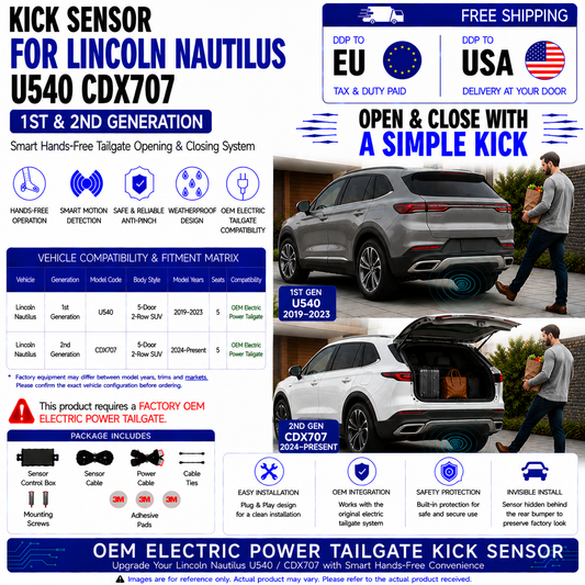 For Lincoln Nautilus U540 CDX707 1st 2nd Gen OEM Electric Power Tailgate Smart Hands-Free Kick Sensor – Foot-Activated Tailgate Opening & Closing System