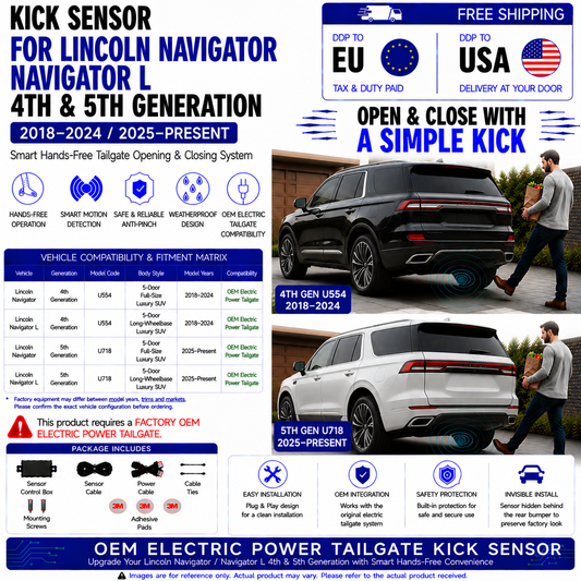 For Lincoln Navigator Navigator L U554 U718 4th 5th Gen OEM Electric Power Tailgate Smart Hands-Free Kick Sensor – Foot-Activated Tailgate Opening & Closing System