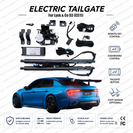 For Lynk & Co 03 (CS11) 2018-2026 Smart Power Tailgate Lift Kit by LiTanglee® | Electric Trunk Opener with Soft Close | CMA Platform Dedicated Integration | Precision-Fit Actuators | Non-Destructive Installation