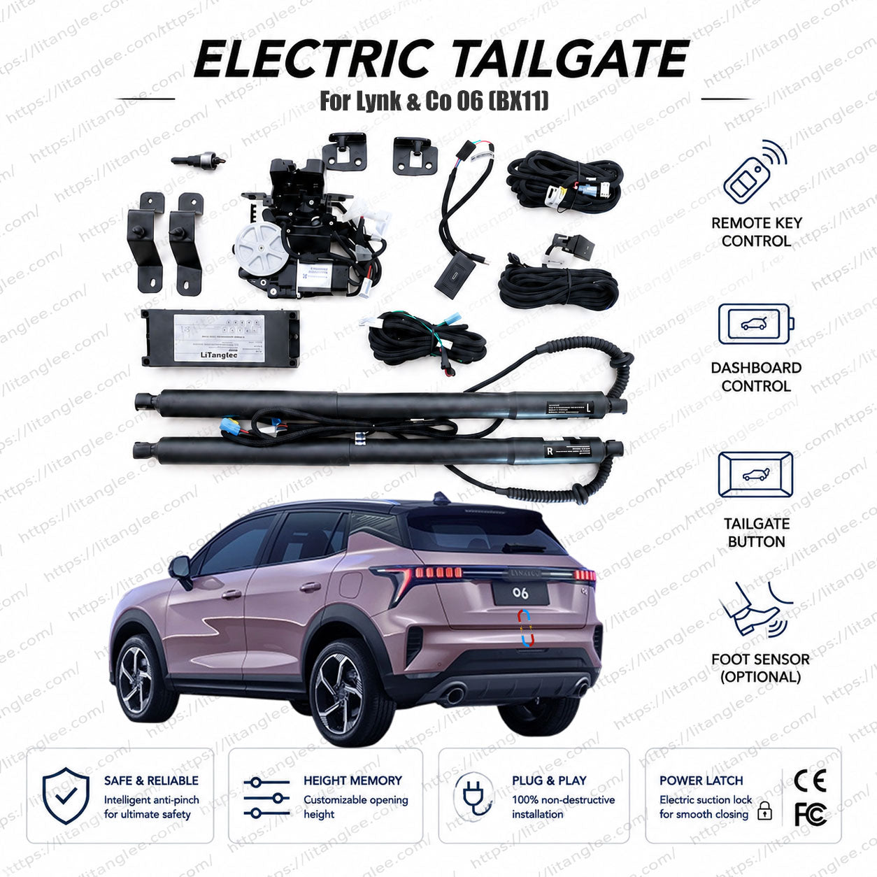 For Lynk & Co 06 (BX11) 2020-2026 Smart Power Tailgate Lift Kit by LiTanglee® | Electric Trunk Opener with Soft Close | BMA Platform Dedicated Integration | Precision-Fit Actuators | Non-Destructive Installation