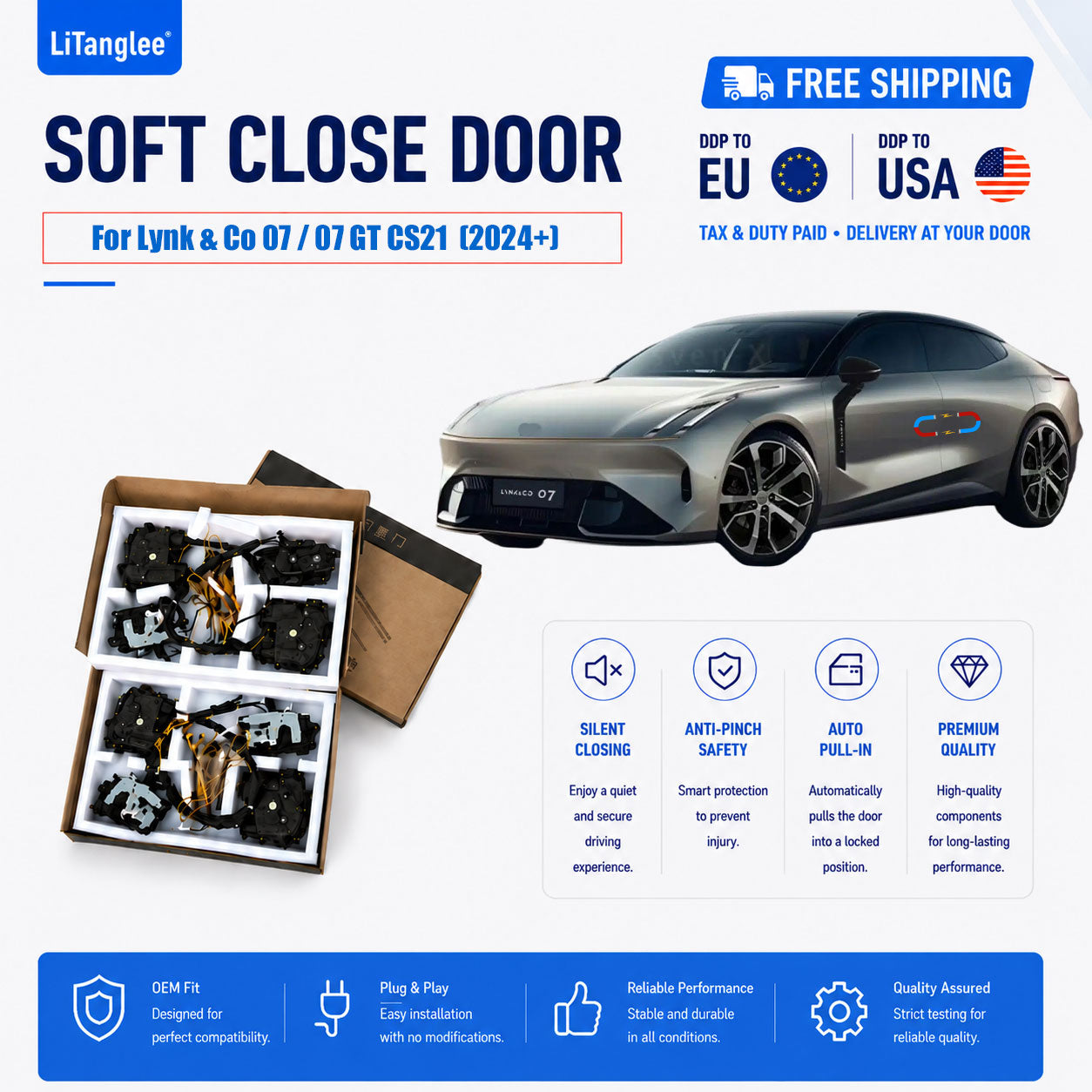 For Lynk & Co 07 GT CS21 Soft Close Door Kit 2024+ | LiTanglee Automatic Vacuum Suction Doors