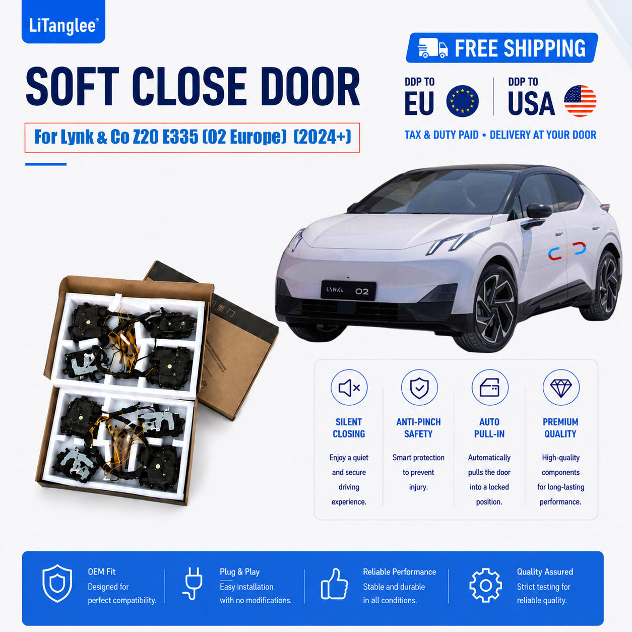 For Lynk & Co Z20 E335 02 Europe Soft Close Door Kit 2024+ | LiTanglee Automatic Vacuum Suction Doors