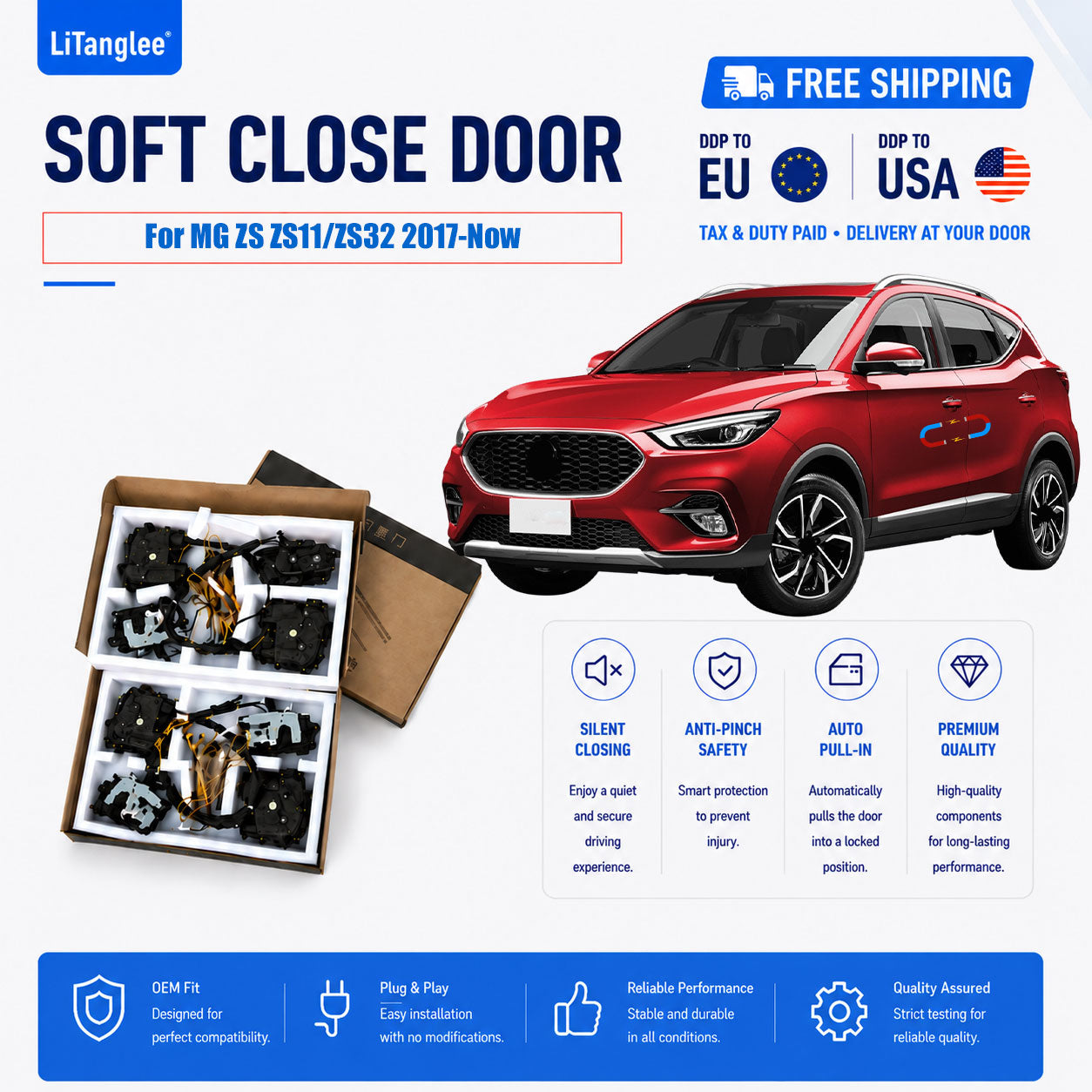 For MG ZS / ZX / ZST / Astor / VS (ZS11/ZS32 Spec) (2017-2026+) Electric Soft Close Door Upgrade Kit | LiTanglee