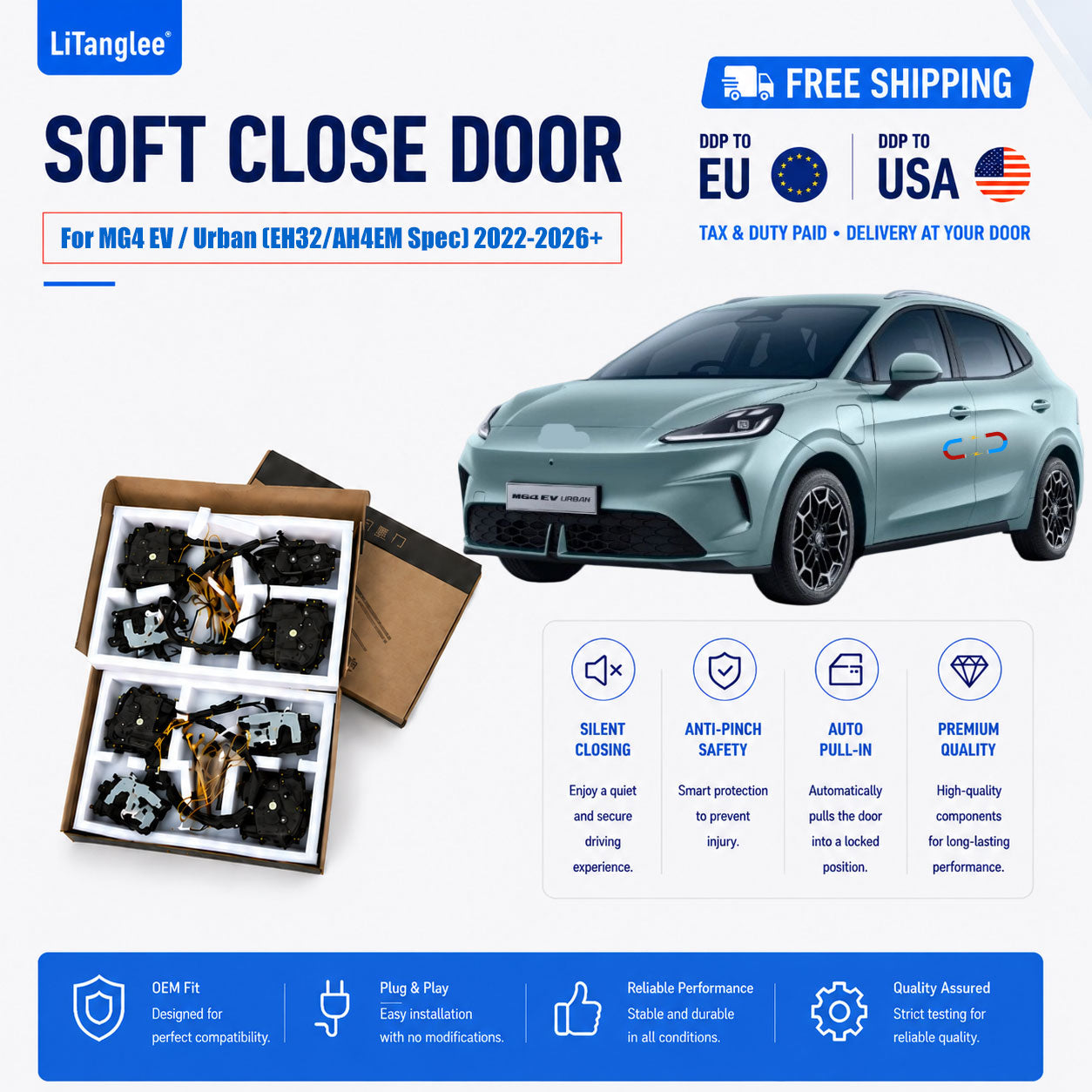For MG4 EV / Urban (EH32/AH4EM Spec) (2022-2026+) Electric Soft Close Door Upgrade Kit | LiTanglee