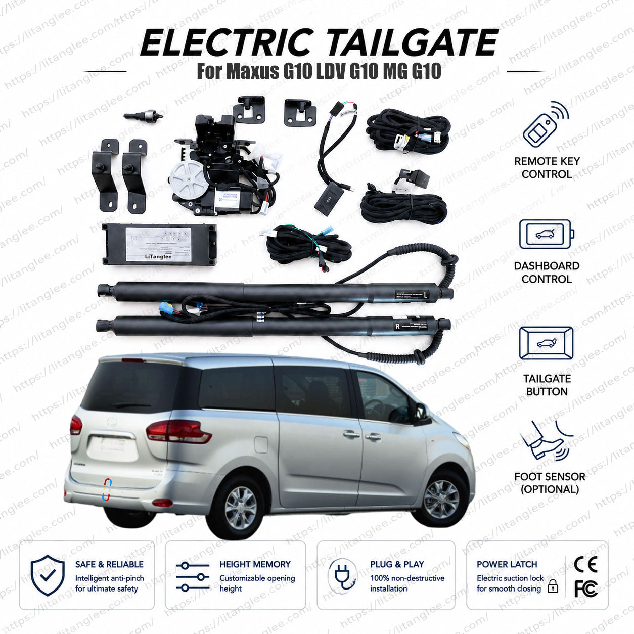 For Maxus G10 / LDV G10 / MG G10 Power Tailgate Lift Kit by LiTanglee® | Electric Trunk Opener with Soft Close | Fits Avior G10 & Maxus G10 Plus | Dual Reinforced Struts