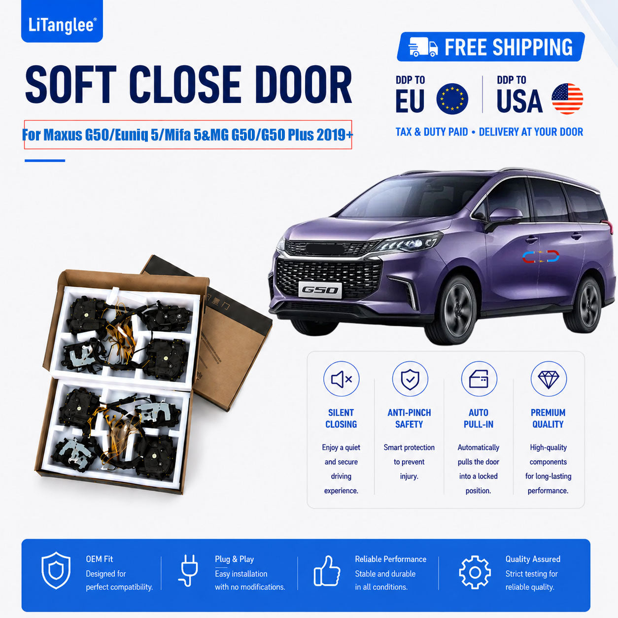 For Maxus G50 / Euniq 5 / Mifa 5 & MG G50 / G50 Plus (2019-2026+) Electric Soft Close Door Upgrade Kit | LiTanglee