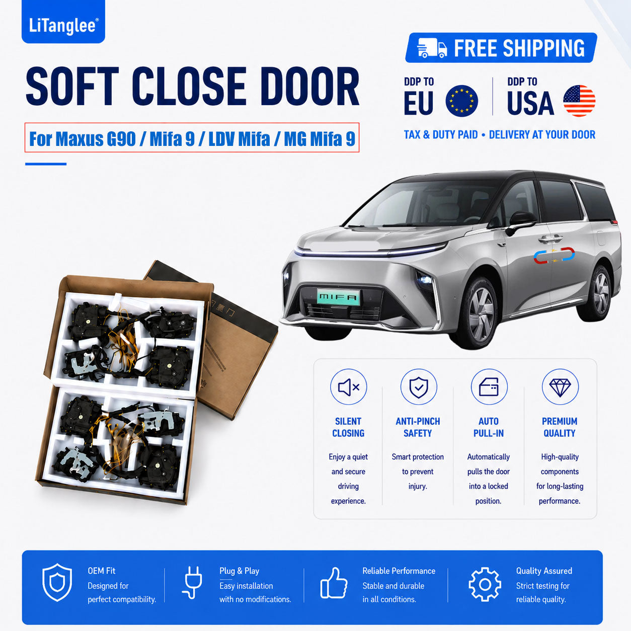For Maxus G90 / Mifa 9 / LDV Mifa / MG Mifa 9 Premium Electric Soft Close Door Upgrade Kit