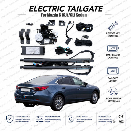 For Mazda 6 / Atenza Sedan (GJ1 / GL) 2012-2024 Smart Power Trunk Lift Kit by LiTanglee® | Electric Trunk Opener with Soft Close | Sedan-Specific Precision Actuators | CAN-Bus Integrated | Non-Destructive Installation