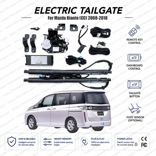 For Mazda Biante (CC) 2008-2018 Smart Power Tailgate Lift Kit by LiTanglee® | Electric Trunk Opener with Soft Close | MPV Dedicated Heavy-Duty Actuators | Precision-Fit Components | Non-Destructive Installation