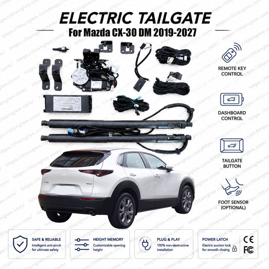 For Mazda CX-30 DM 2019-2026 Smart Power Tailgate Lift Kit by LiTanglee® | Electric Trunk Opener with Soft Close | Precision-Fit Actuators | CAN-Bus Integrated | Non-Destructive Installation