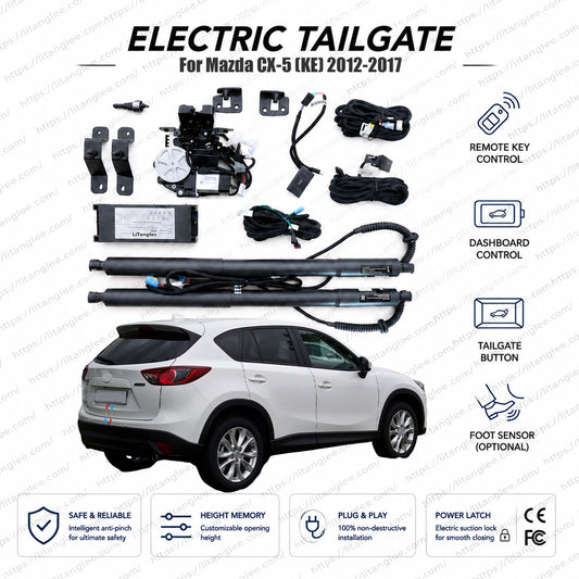 For Mazda CX-5 (KE) 2012-2017 Smart Power Tailgate Lift Kit by LiTanglee® | Electric Trunk Opener with Soft Close | SUV Dedicated Heavy-Duty Actuators | Non-Destructive Installation | Precision-Fit Design