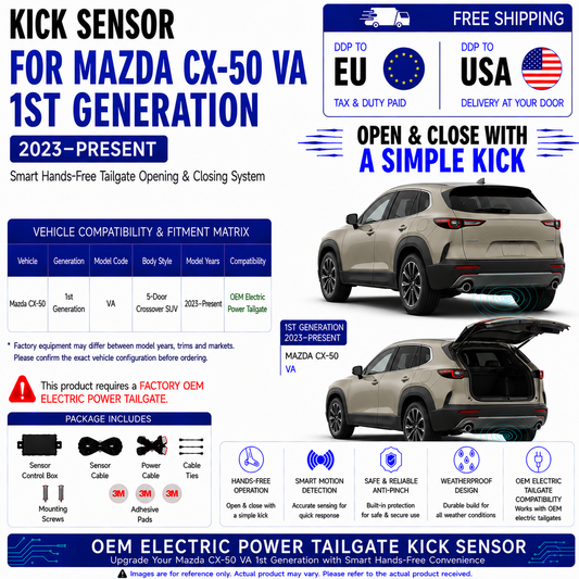 For Mazda CX-50 VA 1st Gen OEM Electric Power Tailgate Smart Hands-Free Kick Sensor – Foot-Activated Tailgate Opening & Closing System