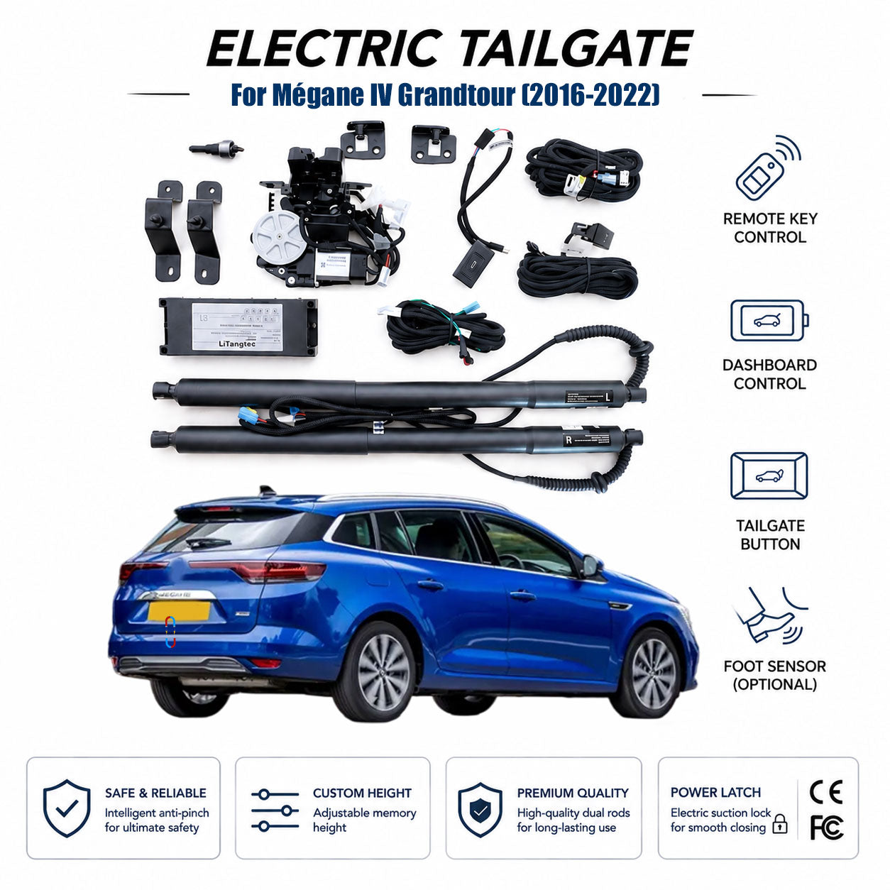Electric Power Tailgate Lift for Renault Mégane IV Grandtour (2016-2022) | Renault Estate Smart Trunk Upgrade | CE & FCC Certified
