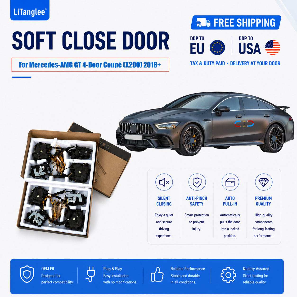 For Mercedes-AMG GT 4-Door Coupé (X290) 2018+ 4-Door Electric Soft Close System  | LiTanglee