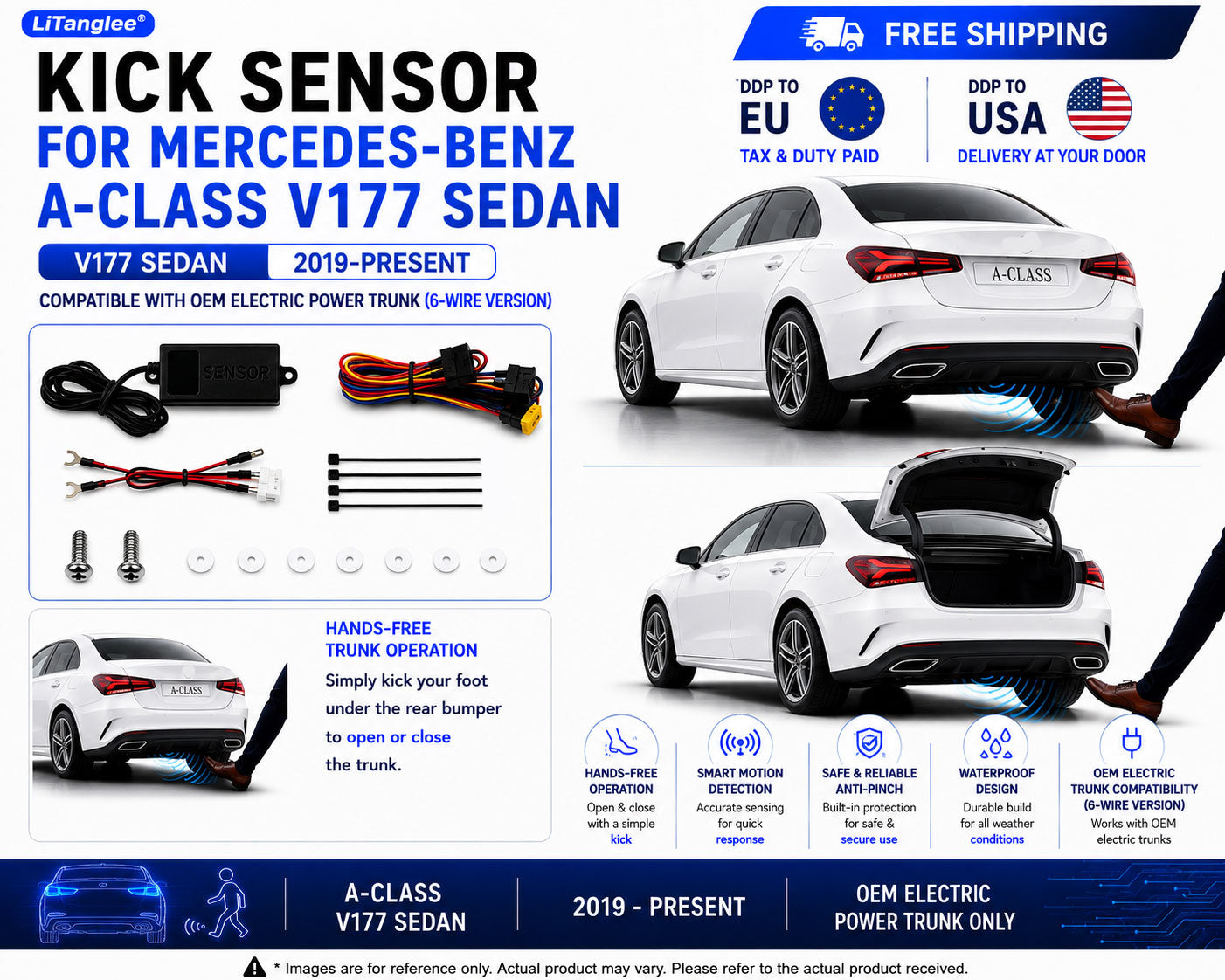 For Mercedes-Benz A-Class V177 Sedan OEM Electric Power Tailgate Smart Hands-Free Kick Sensor – Foot-Activated Trunk Opening & Closing System