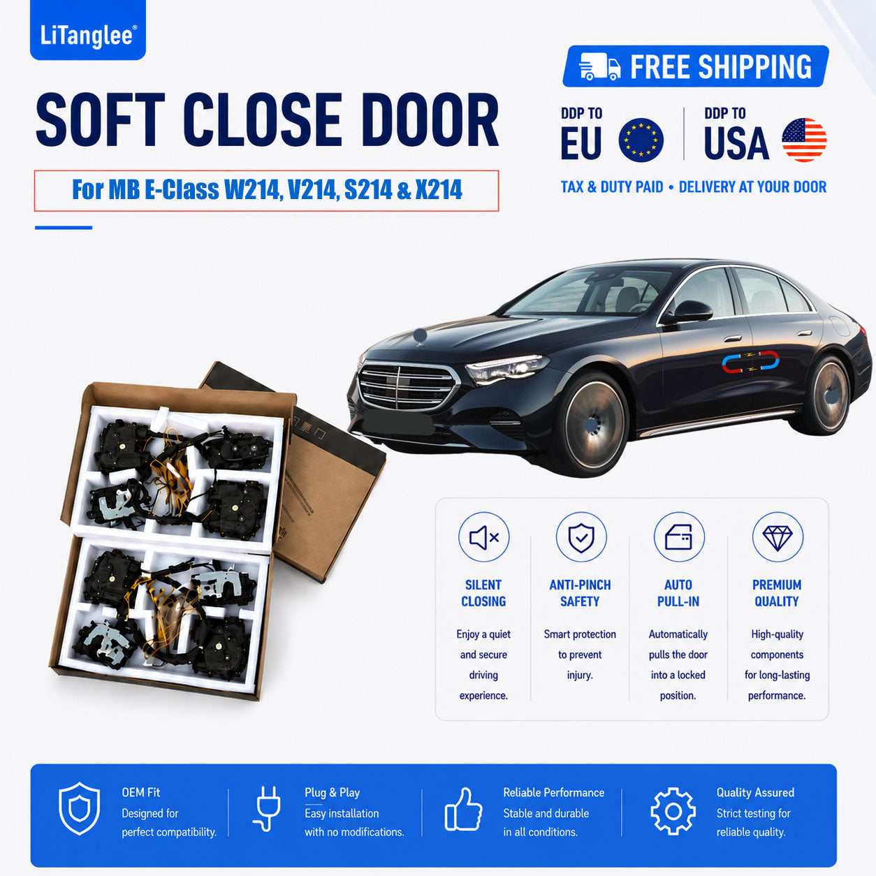 For Mercedes-Benz E-Class Saloon (W214), LWB (V214), Wagon (S214) & All-Terrain (X214) 2023+Electric Soft Close Kit  | LiTanglee
