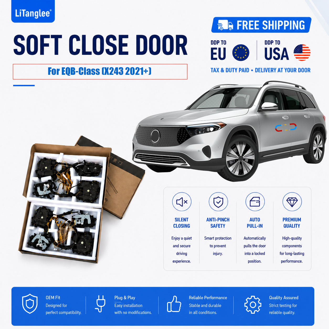 For Mercedes-Benz EQB-Class EV (X243) 2021+ 4-Door Electric Soft Close Kit | LiTanglee