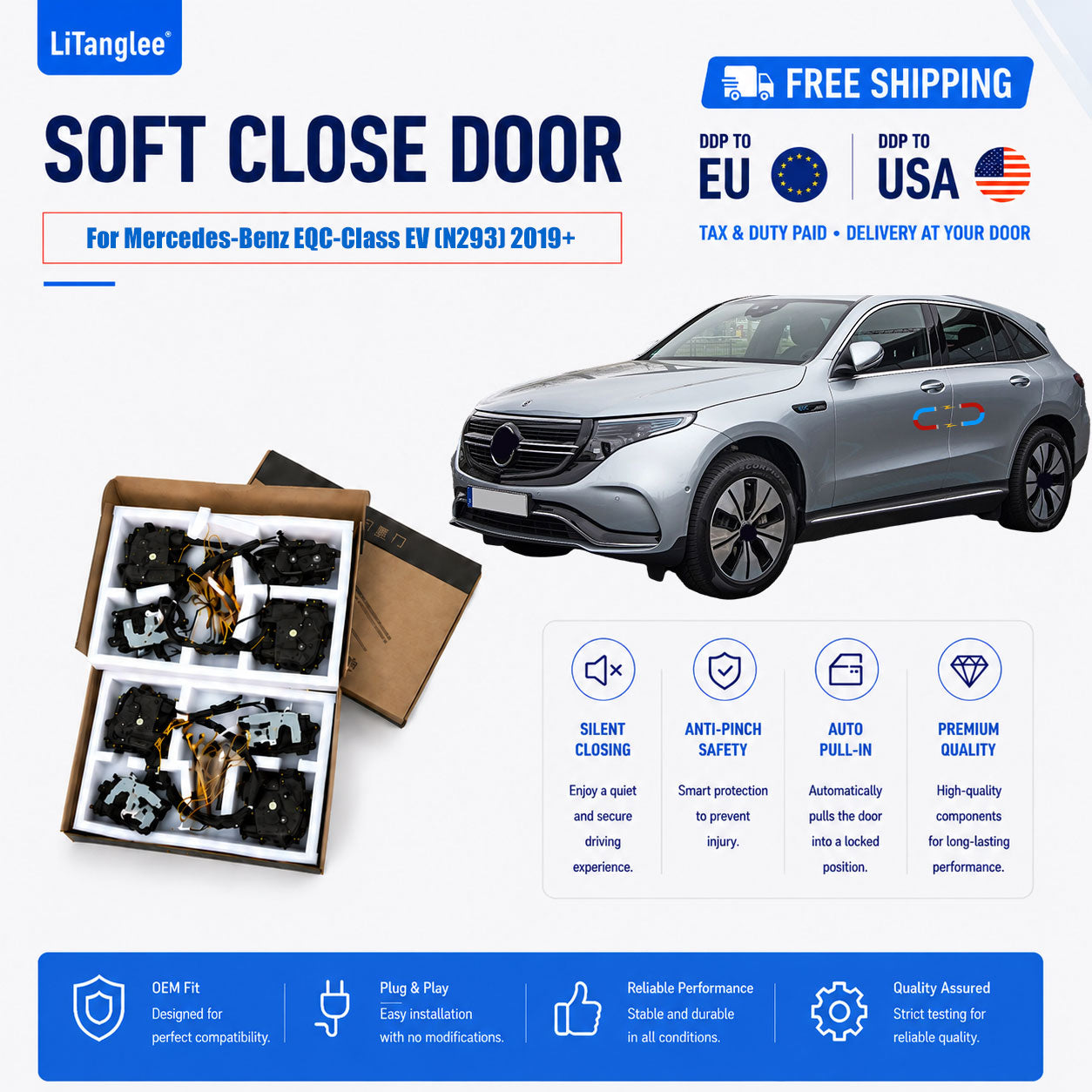 For Mercedes-Benz EQC-Class EV (N293) 2019+ 4-Door Electric Soft Close System  | LiTanglee