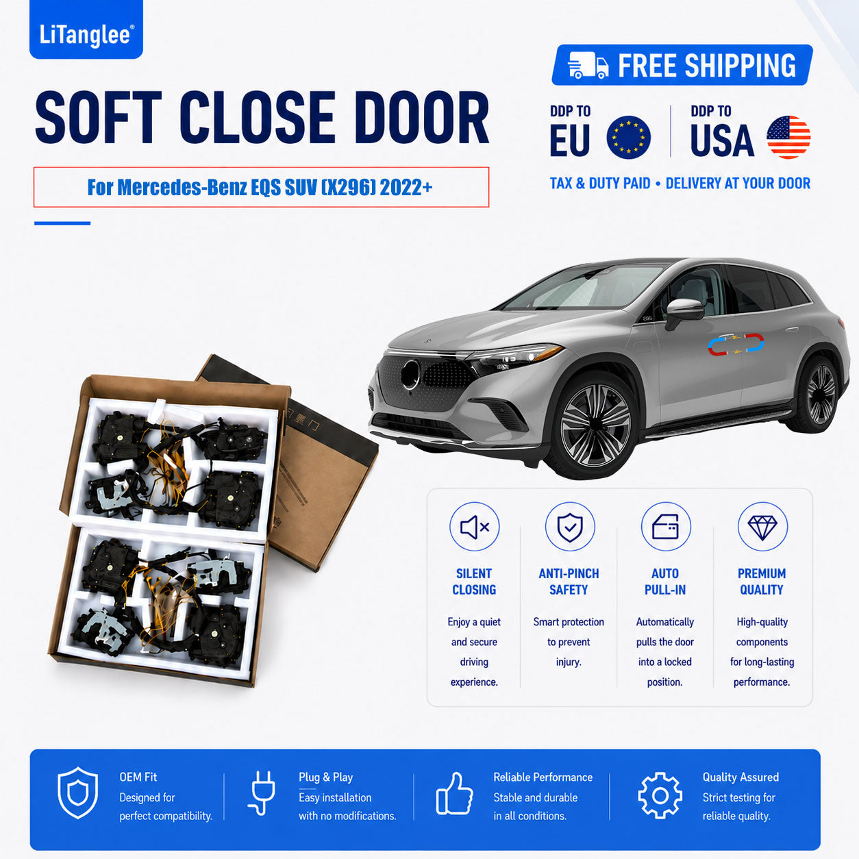 For Mercedes-Benz EQS SUV (X296) 2022+ 4-Door Electric Soft Close System | LiTanglee