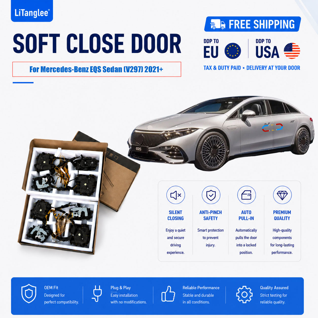 For Mercedes-Benz EQS Sedan (V297) 2021+ 4-Door Electric Soft Close System | LiTanglee