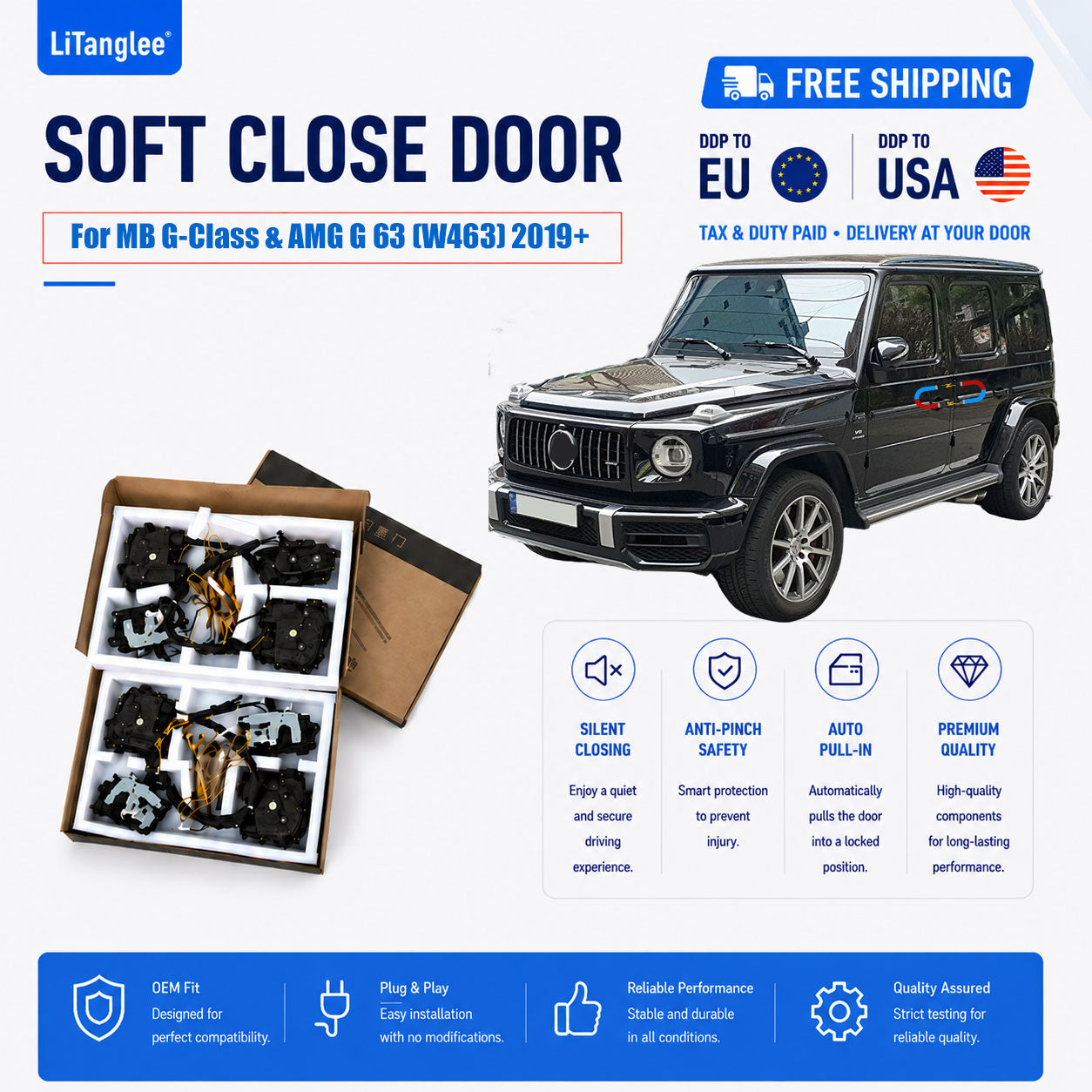 For Mercedes-Benz G-Class & AMG G 63 (W463) 2012+ Electric Soft Close OEM Lock Replacement Kit | LiTanglee