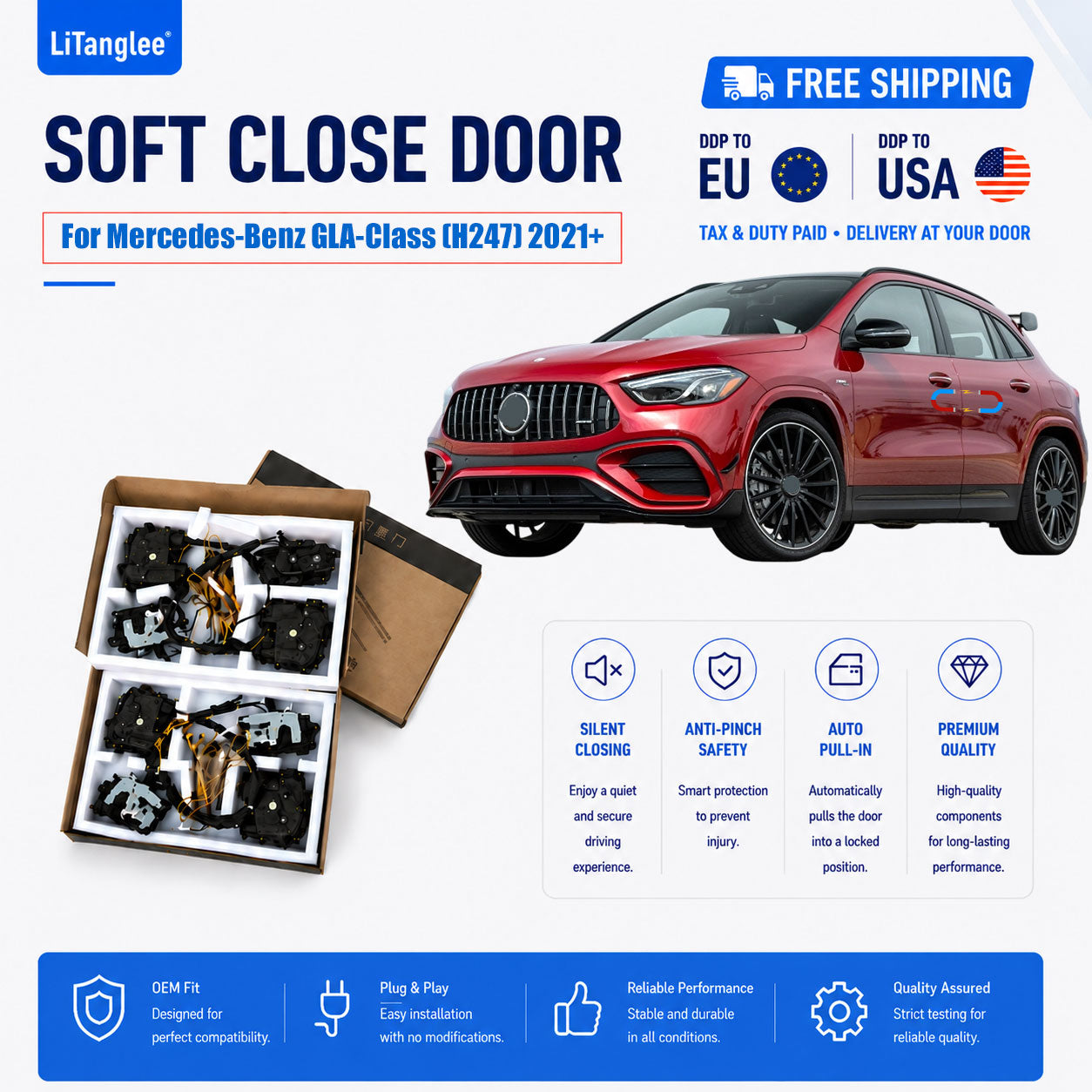 For Mercedes-Benz GLA-Class (H247) 2021+ 4-Door Electric Soft Close System LiTanglee