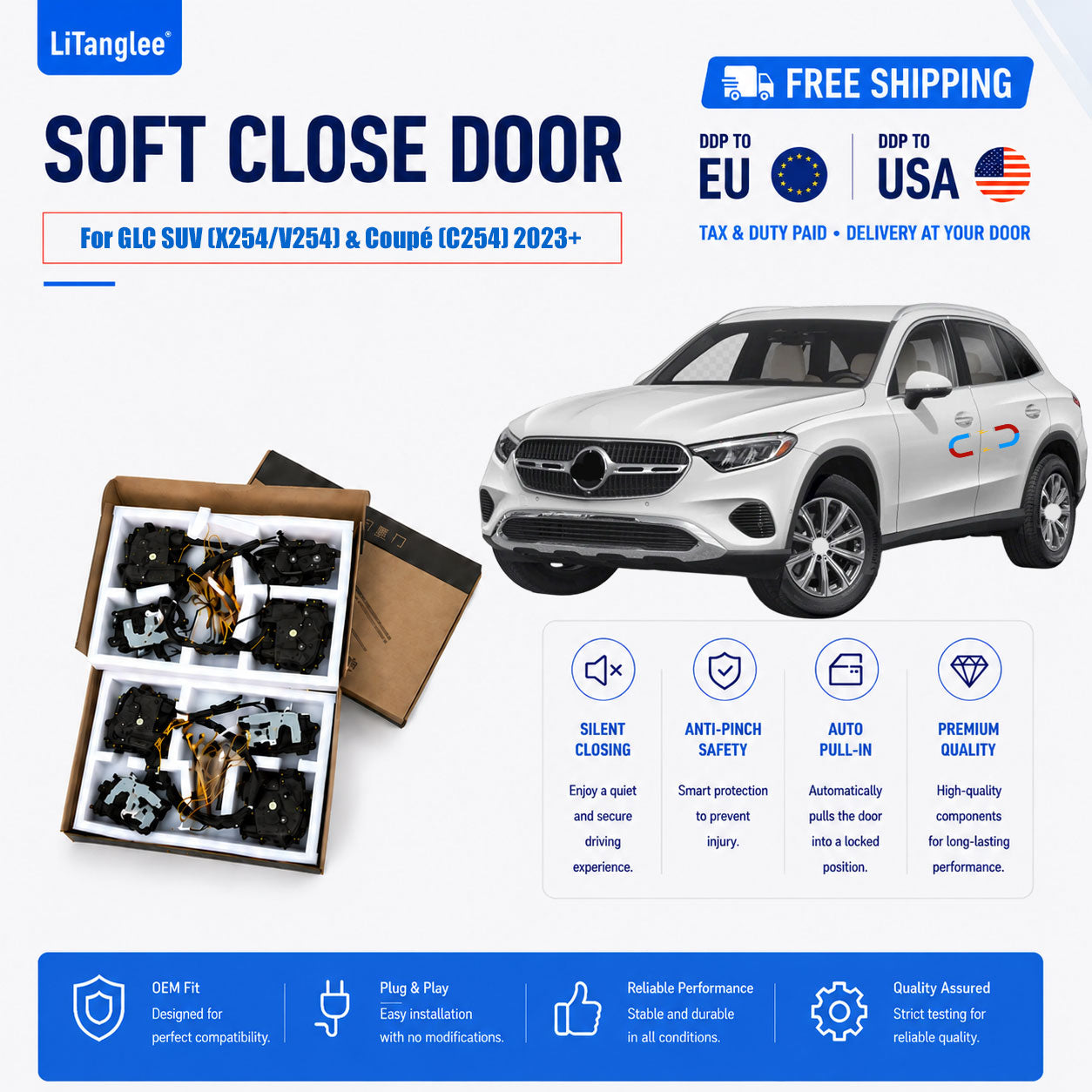 For Mercedes-Benz GLC SUV (X254/V254 LWB) & GLC Coupé (C254) 2023+ 4-Door Electric Soft Close Kit | LiTanglee