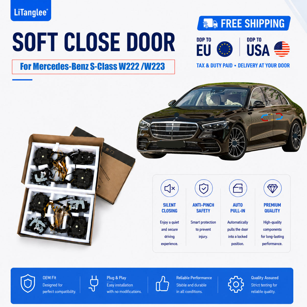 For Mercedes-Benz S-Class (W222 / V222 2013-2020) & (W223 / V223 2021+) Electric Soft Close Kit | LiTanglee