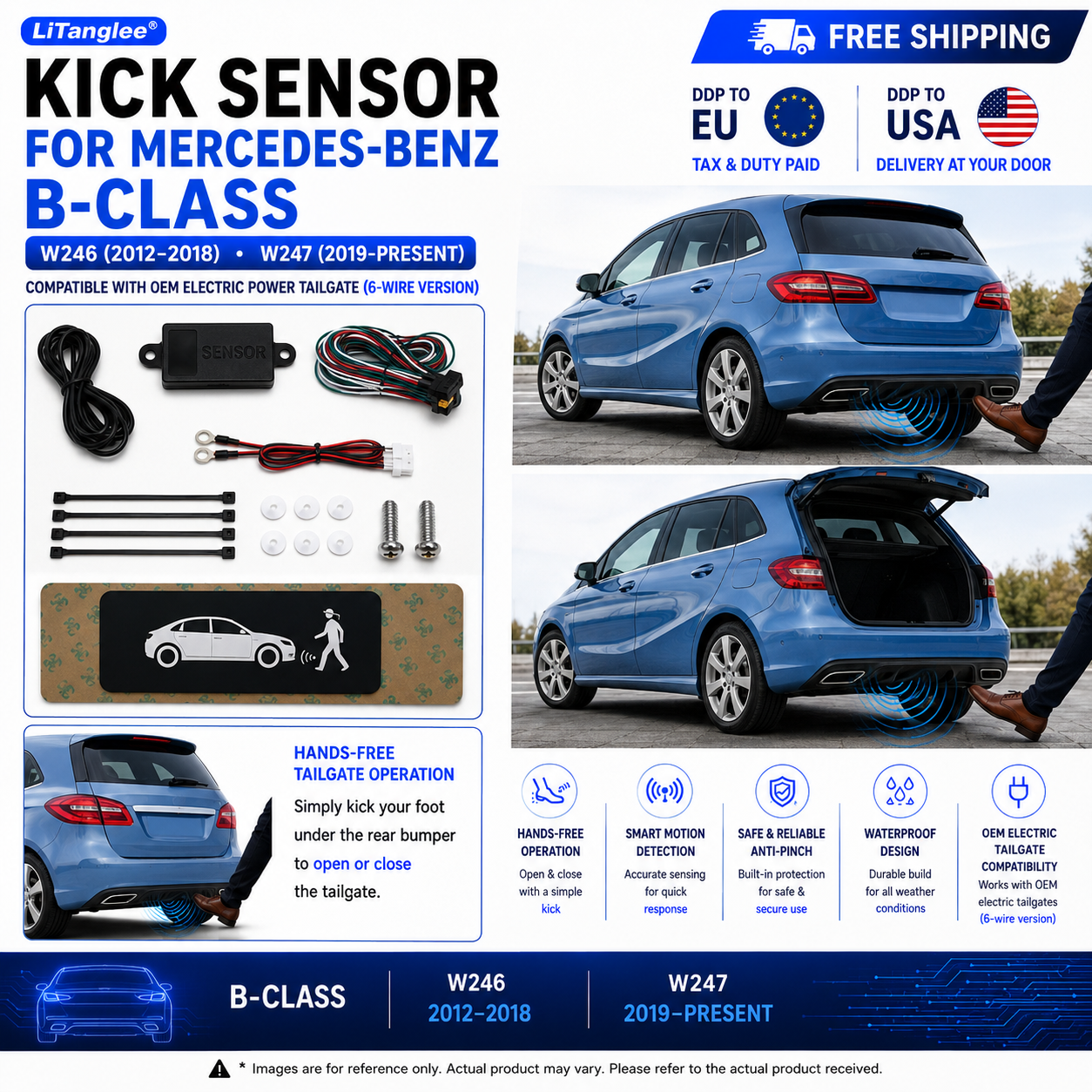 For Mercedes-Benz B-Class W246 W247 OEM Electric Power Tailgate Smart Hands-Free Kick Sensor – Foot-Activated Tailgate Opening & Closing System