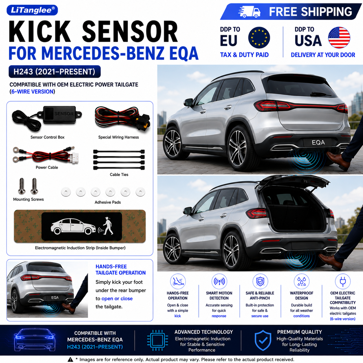 For Mercedes-Benz EQA H243 OEM Electric Power Tailgate Smart Hands-Free Kick Sensor – Foot-Activated Tailgate Opening & Closing System