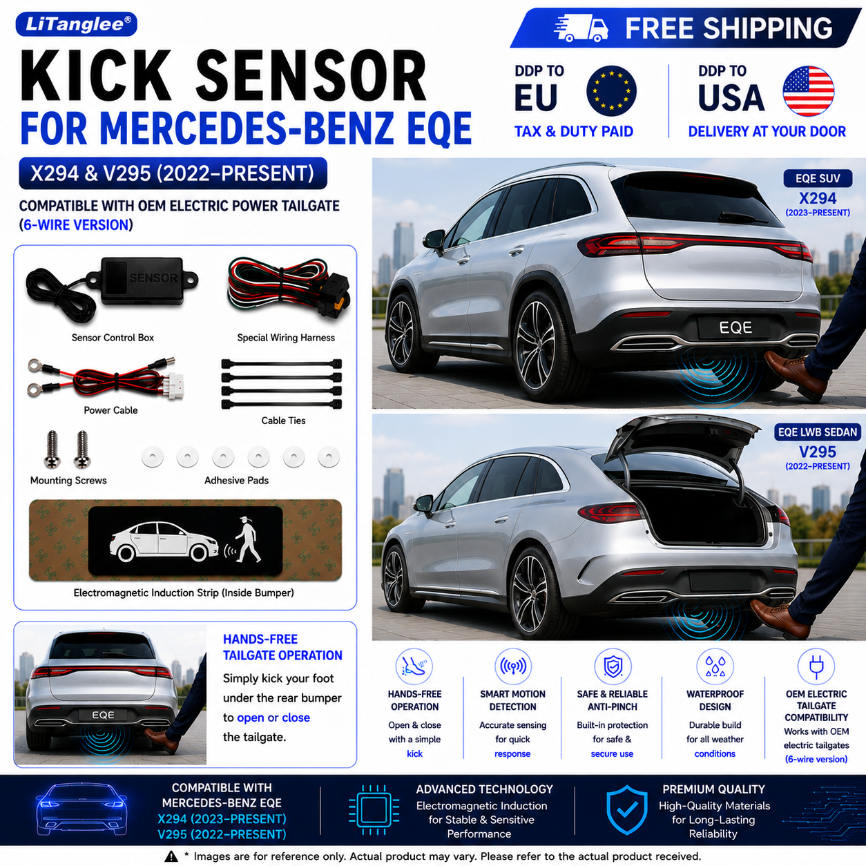 For Mercedes-Benz EQE X294 V295 OEM Electric Power Tailgate Smart Hands-Free Kick Sensor – Foot-Activated Tailgate Opening & Closing System