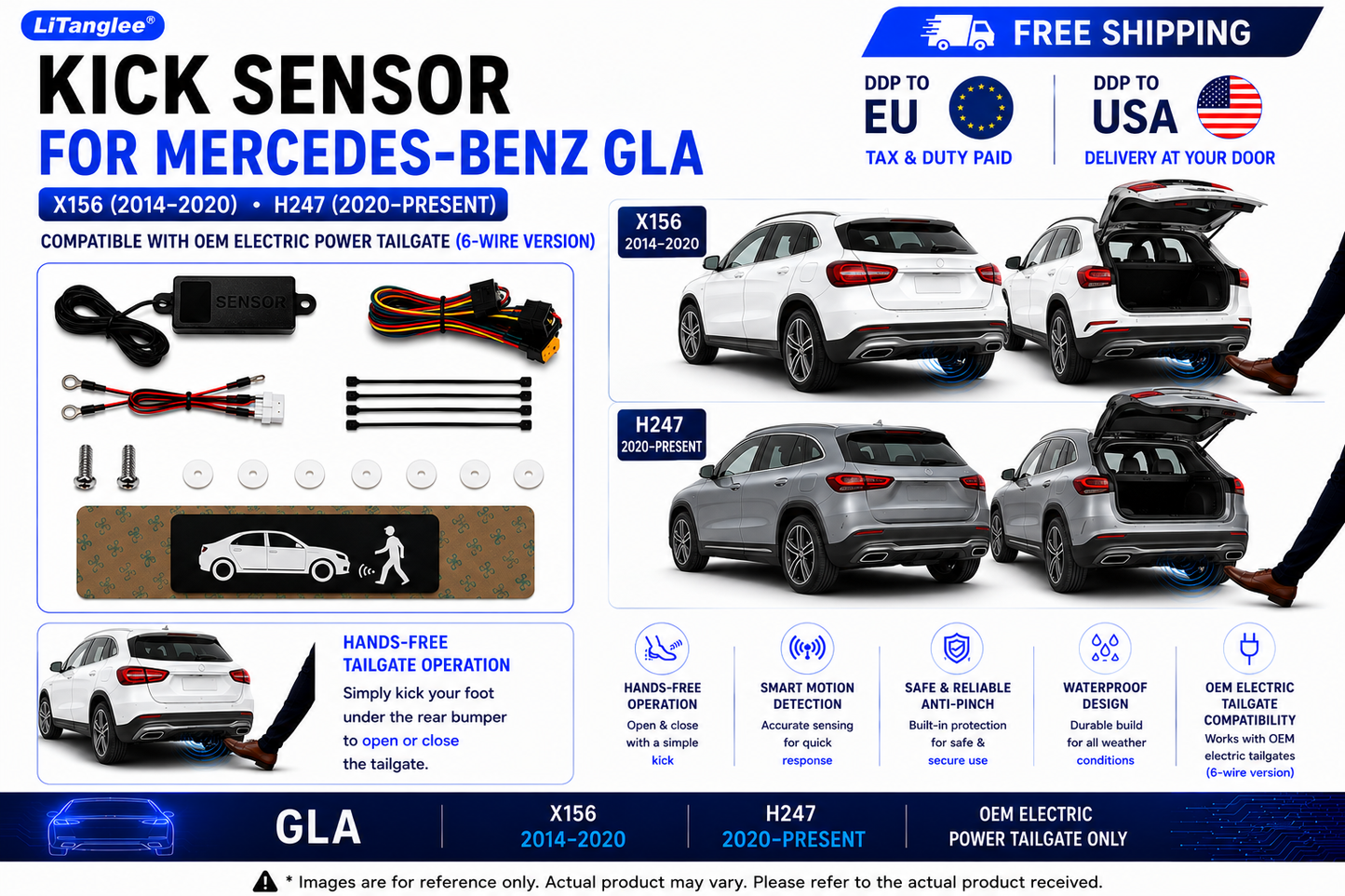 For Mercedes-Benz GLA X156 H247 OEM Electric Power Tailgate Smart Hands-Free Kick Sensor – Foot-Activated Tailgate Opening & Closing System