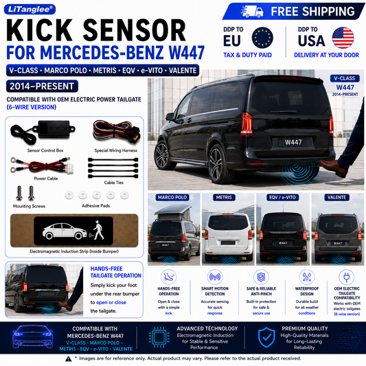 For Mercedes-Benz W447 V-Class Marco Polo Metris EQV e-Vito Valente OEM Electric Power Tailgate Smart Hands-Free Kick Sensor – Foot-Activated Tailgate Opening & Closing System