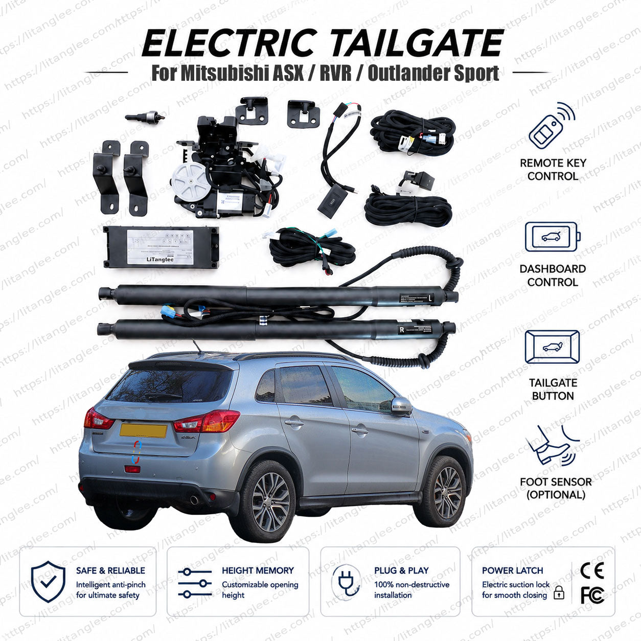 For Mitsubishi ASX / RVR / Outlander Sport / Citroën C4 Aircross (GA-XD Platform) Smart Power Tailgate Lift Kit by LiTanglee® | Electric Trunk Opener with Soft Close | Cross-Brand Compatible | Native CAN-Bus Integrated | Stealth Installation