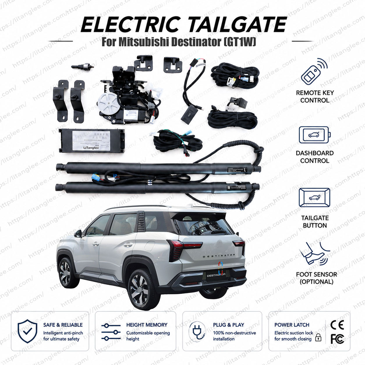 For Mitsubishi Destinator (GT1W) Smart Power Tailgate Lift Kit by LiTanglee® | Electric Trunk Opener with Soft Close | Precision-Engineered for GT1W Platform | Native CAN-Bus Integrated | Non-Destructive Installation
