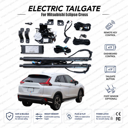 For Mitsubishi Eclipse Cross (GK/GL/YA/YB) 2017-2026 Smart Power Tailgate Lift Kit by LiTanglee® | Electric Trunk Opener with Soft Close | Precision-Engineered for Coupe-SUV Platform | Native CAN-Bus Integrated | Non-Destructive Installation