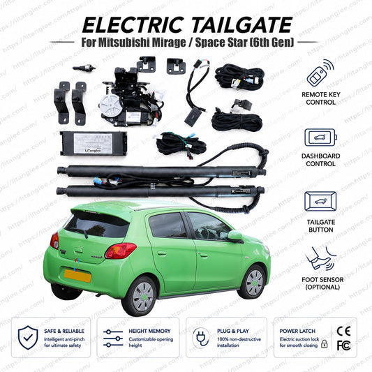 For Mitsubishi Mirage / Space Star (6th Gen) 2012-2026 Smart Power Tailgate Lift Kit by LiTanglee® | Electric Trunk Opener with Soft Close | Precision-Engineered for Compact Platform | Stealth Non-Destructive Installation