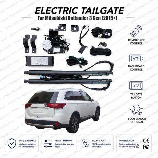 For Mitsubishi Outlander (GF/GG/ZJ/ZK/ZL) 2015-2026 Smart Power Tailgate Lift Kit by LiTanglee® | Electric Trunk Opener with Soft Close | Precision Fit for Outlander 3rd Gen Facelift | CAN-Bus Integrated | Non-Destructive Installation