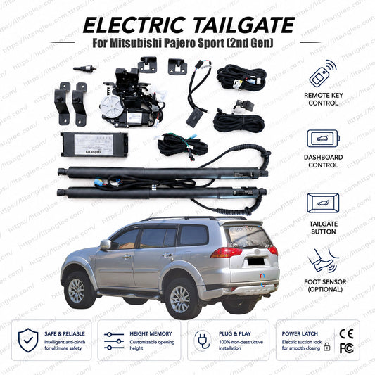 For Mitsubishi Pajero Sport / Montero Sport / Challenger / Nativa (2nd Gen) 2008-2016 Smart Power Tailgate Lift Kit by LiTanglee® | Electric Trunk Opener with Soft Close | Heavy-Duty Actuators for Off-Road SUV | Native Fit | Non-Destructive Installation