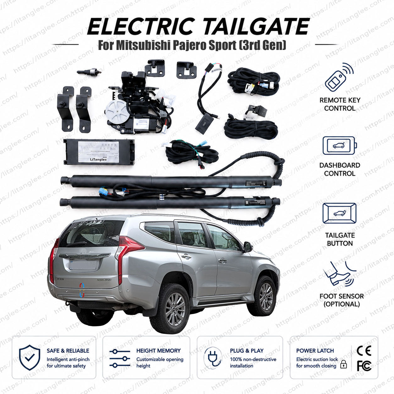 For Mitsubishi Pajero Sport / Montero Sport (3rd Gen) 2016-2026 Smart Power Tailgate Lift Kit by LiTanglee® | Electric Trunk Opener with Soft Close | Native CAN-Bus Integrated | Stealth Non-Destructive Installation | Performance SUV Upgrade