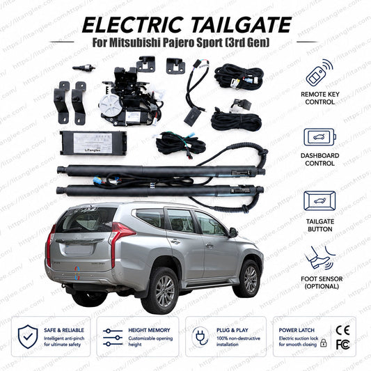 For Mitsubishi Pajero Sport / Montero Sport (3rd Gen) 2016-2026 Smart Power Tailgate Lift Kit by LiTanglee® | Electric Trunk Opener with Soft Close | Native CAN-Bus Integrated | Stealth Non-Destructive Installation | Performance SUV Upgrade