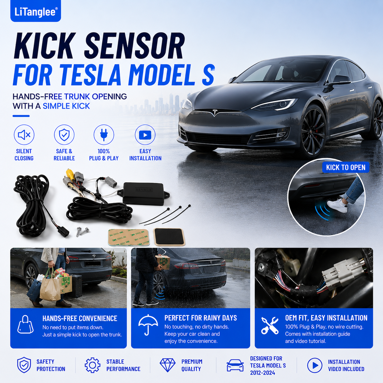 For Tesla Model S 2012-2026 Hands-Free Electric Tailgate Kick Sensor (Smart Sync)