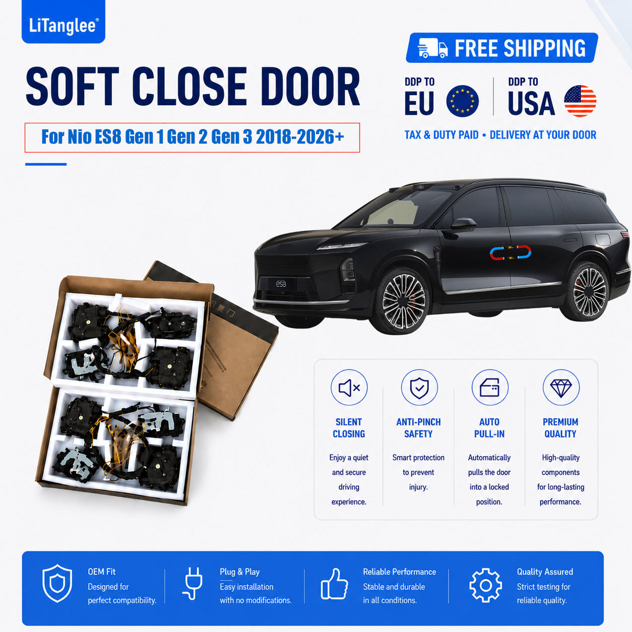 For Nio ES8 (Gen 1 Gen 2 Gen 3 2018-2026+) Electric Soft Close Door Upgrade Kit | LiTanglee