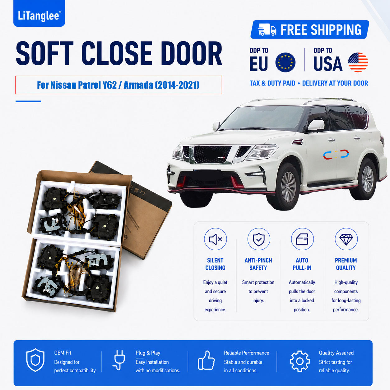 For Nissan Patrol Y62 / Armada (2014-2021) Electric Soft Close Door Upgrade Kit | LiTanglee
