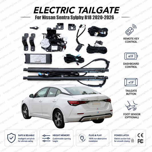 For Nissan Sentra / Sylphy B18 Series 2020-2026 Smart Power Tailgate Lift Kit by LiTanglee® | Smart Electric Trunk Opener with Soft Close | Fits Sylphy e-POWER, Sentra S, SV, SR, B18 Chassis | Dual Struts | CE Certified