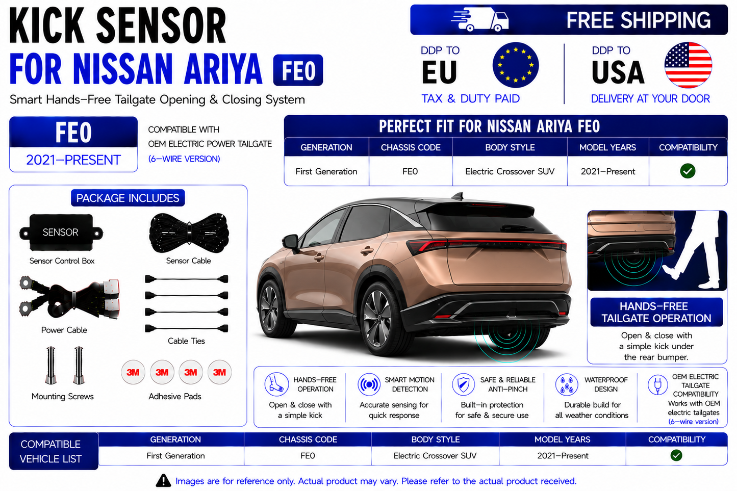 For Nissan Ariya FE0 OEM Electric Power Tailgate Smart Hands-Free Kick Sensor – Foot-Activated Tailgate Opening & Closing System