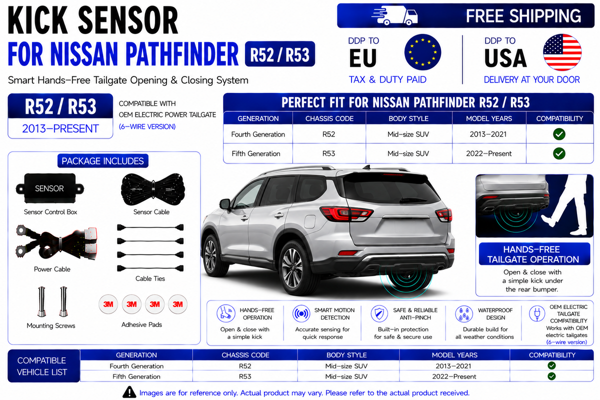 For Nissan Pathfinder R52 R53 OEM Electric Power Tailgate Smart Hands-Free Kick Sensor – Foot-Activated Tailgate Opening & Closing System