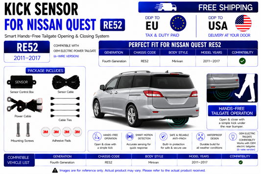 For Nissan Quest RE52 OEM Electric Power Tailgate Smart Hands-Free Kick Sensor – Foot-Activated Tailgate Opening & Closing System