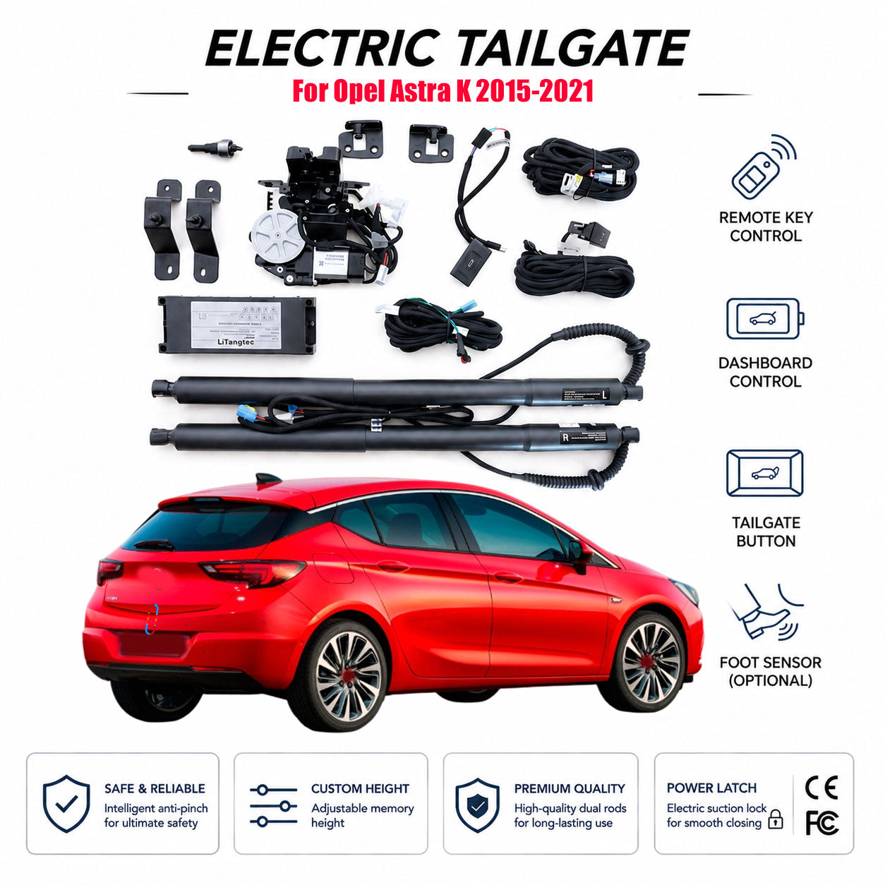 Para Opel Astra K 2015-2021 Portón trasero eléctrico automático | Abremaleteros eléctrico | Ajuste OEM y certificación CE